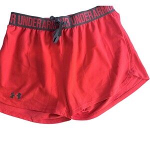 Under Armour Play Up HeatGear Shorts Womens Size S Red Orange Athletic